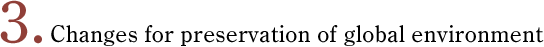 Changes for preservation of global environment